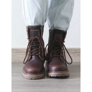 Botas Martin de couro botas femininas Retro botas curtas couro genuíno dedo do pé redondo botas gerais botas de couro ao