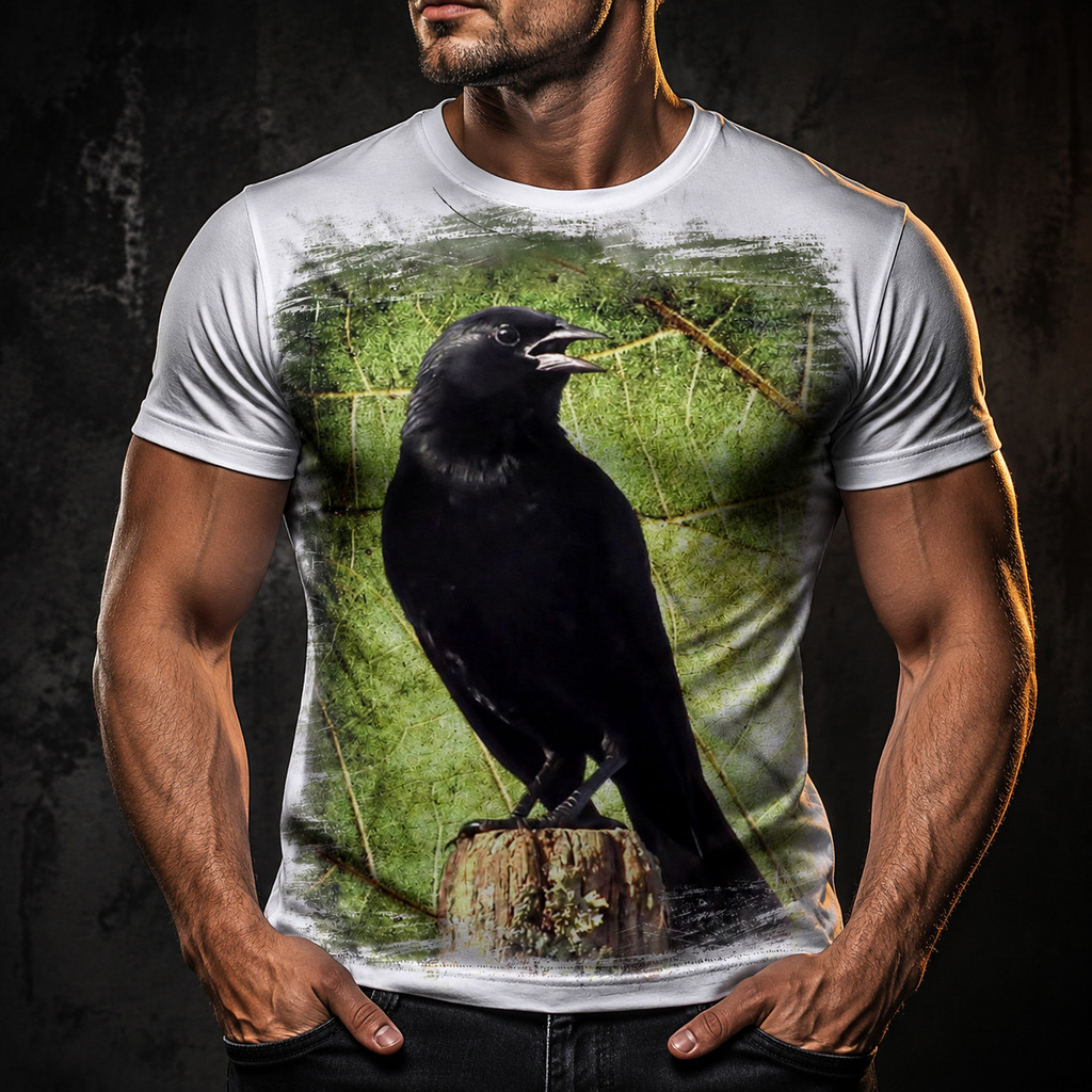 Camisa Camiseta Masculina Ave Pássaro Preto Graúna