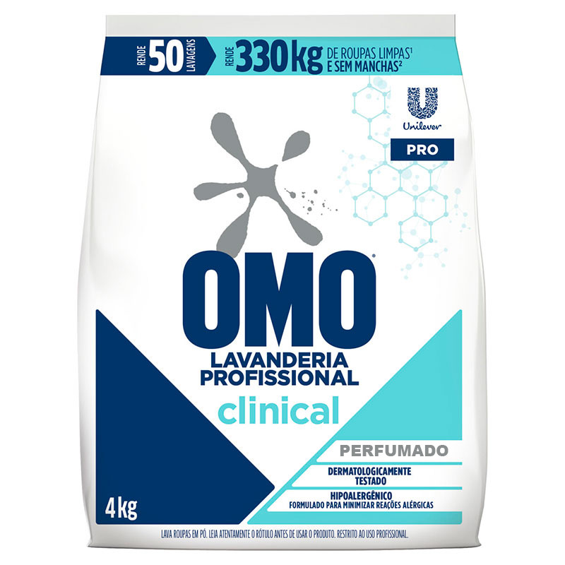 Detergente Pó Omo Clinical 4kg Lavanderia Profissional | 1/2/3un | Perfumado