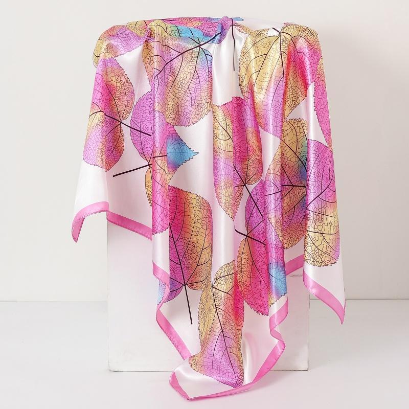 Moda Impressão Lenço De Seda Cetim Hijab Cachecol Para Mulheres Xales Quadrados Envolve 90 * 90cm Bandana Cabeça Pescoço