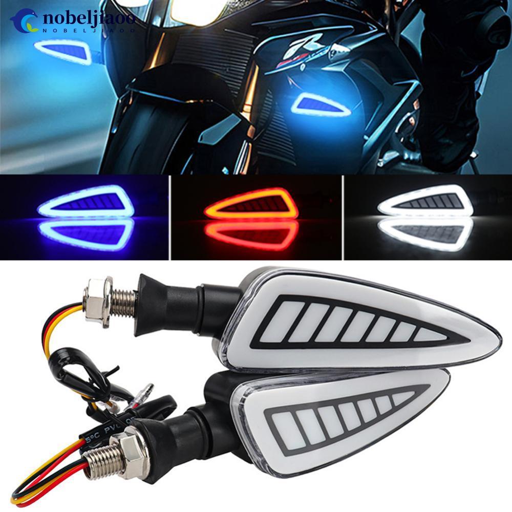 NOBELJIAOO Par 12V Motocicleta LED Turn Signal Lâmpada Sequencial Dupla Cor Âmbar Fluindo Luzes Indicadoras Acessórios G