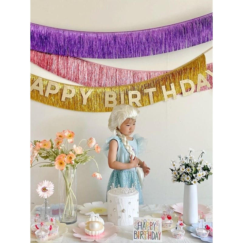 Ins borla chuva cortina de seda bebê crianças decoração primeiro aniversário festa decoração High-End fundo parede atmos