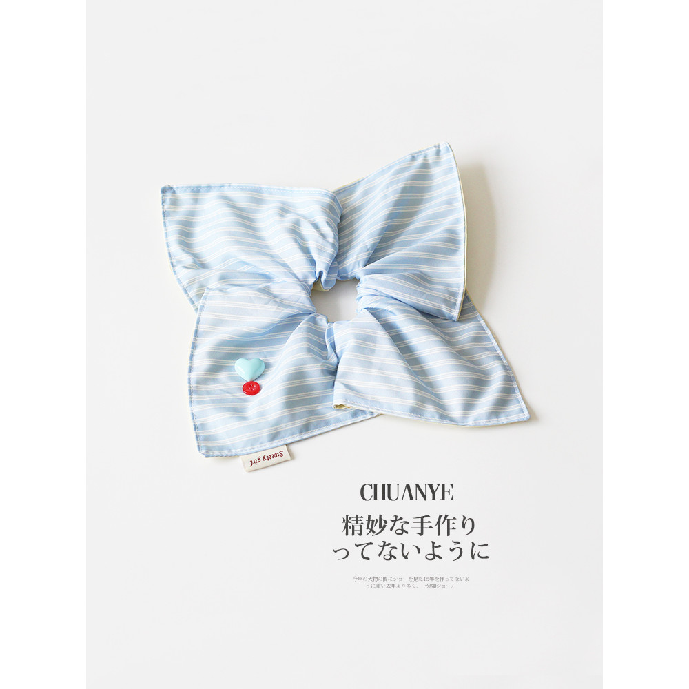 Kawano estilo coreano simples listrado lenço quadrado moda na moda acessórios de cabelo elegante bola faixa de cabelo Hi