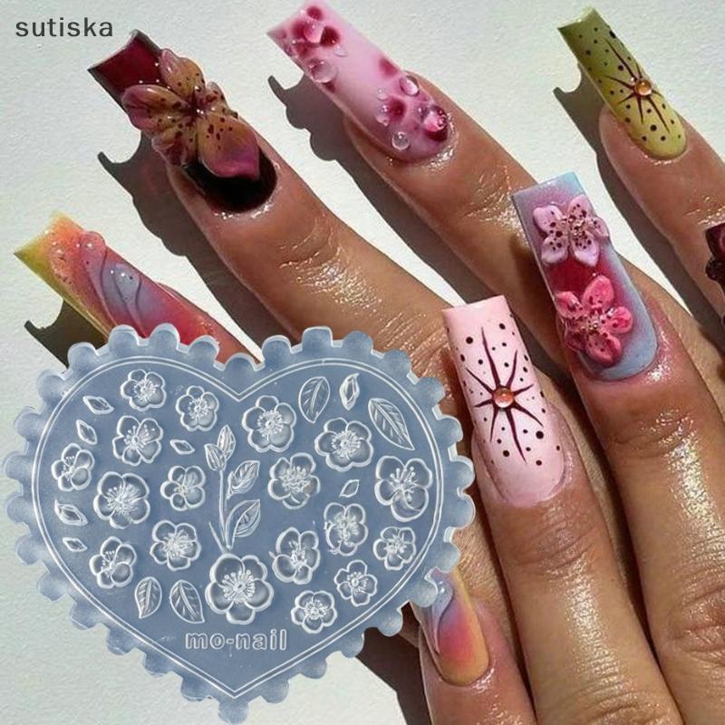 sutiska Rosa Flor Borboleta 3D Silicone Unhas Molde Tulipa Modelos DIY Decoração Da Arte Do Prego De Carimbo Macio Ferra