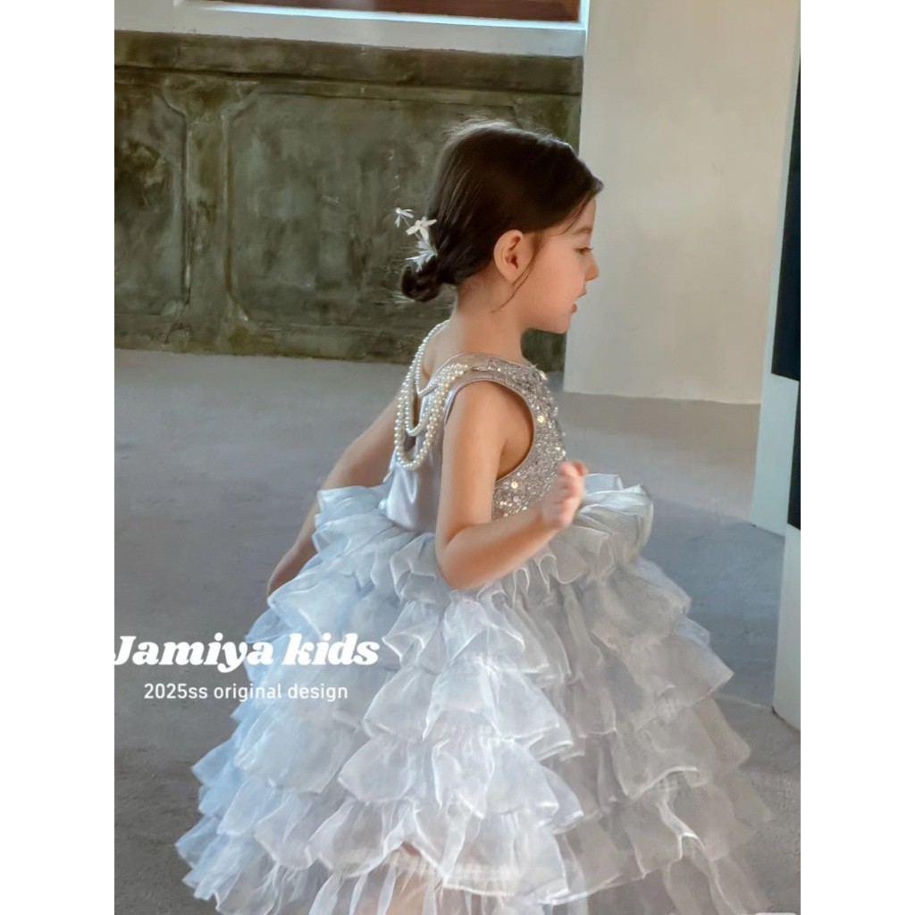 Meninas vestido de verão Elsa princesa vestido crianças bolo vestido férias gaze vestido estilo ocidental saia ' 2026061