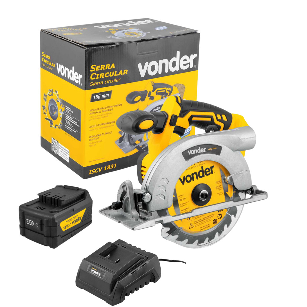 KIT SERRA CIRCULAR ISCV1831 C/ BATERIA E CARREGADOR VONDER