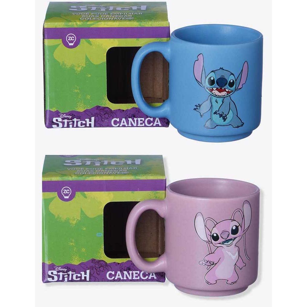Set c/2 Canecas Mini Tina 100 ML Disney Stitch e Angel