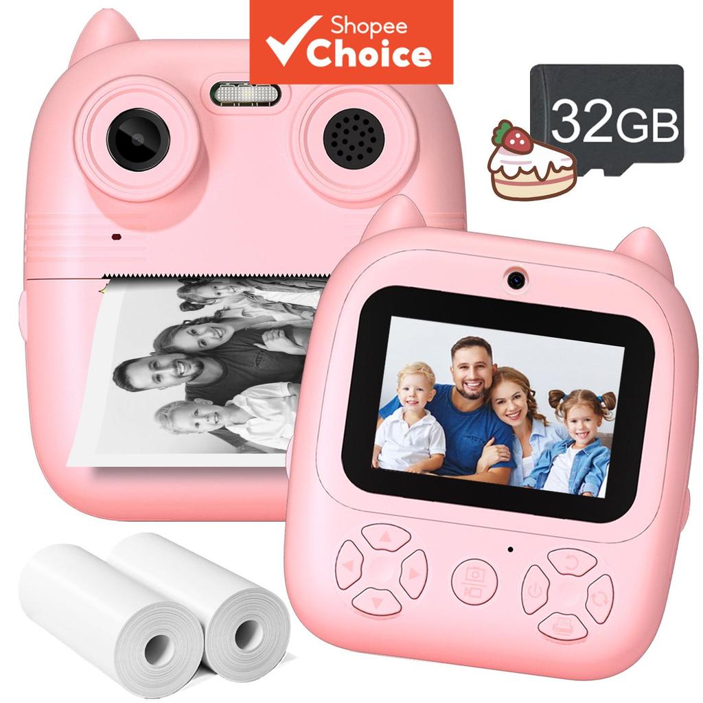Câmera Instantânea Infantil 3-12A, Vídeo 1080P, Câmera Selfie para Crianças, Presente Rosa para Meninos e Meninas