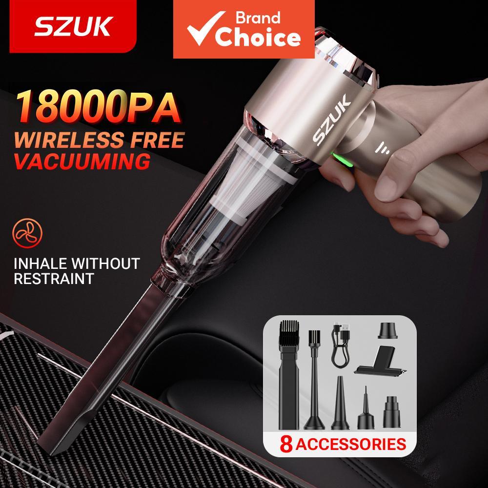 Aspirador de pó portátil para carro SZUK, sem fio, portátil, forte sucção, filtro lavável, remoção de pelos de pets
