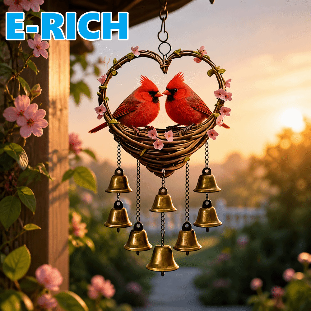 ERICH1 Carrilhão De Vento Com Sinos , Pingente De Suspensão De Pássaro De Ganso Acrílico , Ornamentos Forma De Amor De Á