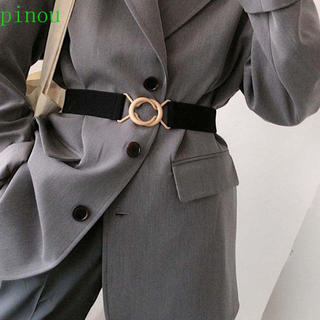 PINOU Cinto De Fivela Redonda Dourada , Simples , Elegante , Cor Sólida , Vestido Vintage , Casaco Para Mulheres , Cintu