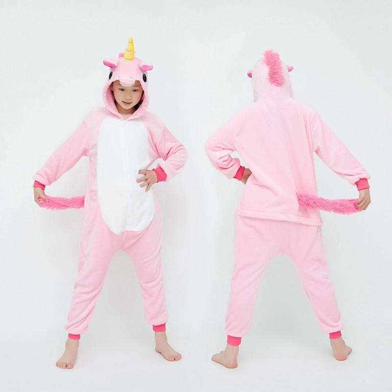 Pijama Macacão De Unicórnio Rosa Fofo Para Crianças – Pijamas De Flanela De Pelúcia Macia , Perfeito Noites E Brincadeir