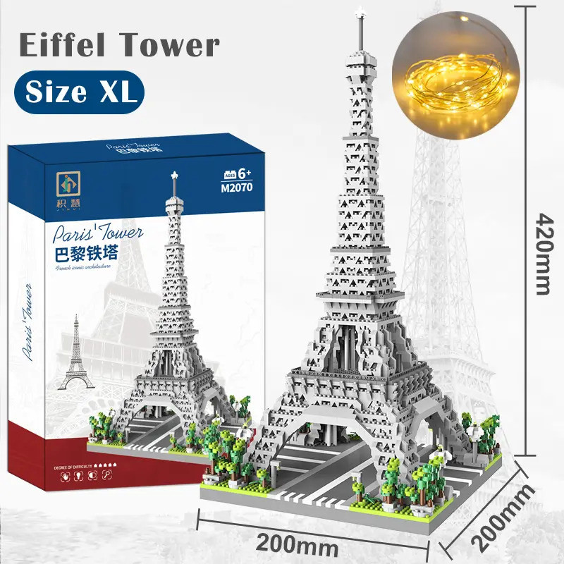 [Light] 2622Pcs Brick City Architecture Eiffel Tower Decoration Collection Toys Education Gift Birthday