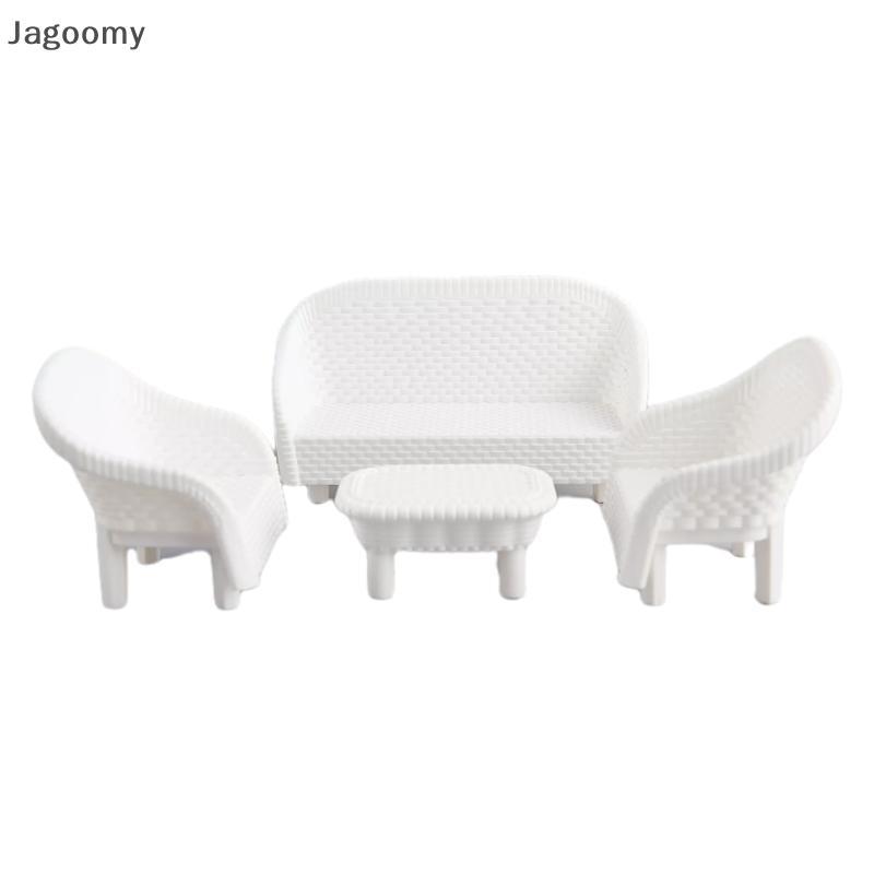 JAG 4 Peças Brancas DIY Casa De Bonecas Em Miniatura Sala De Estar Sofá Antigo Modelo De Mesa Brinquedo Infantil OMY