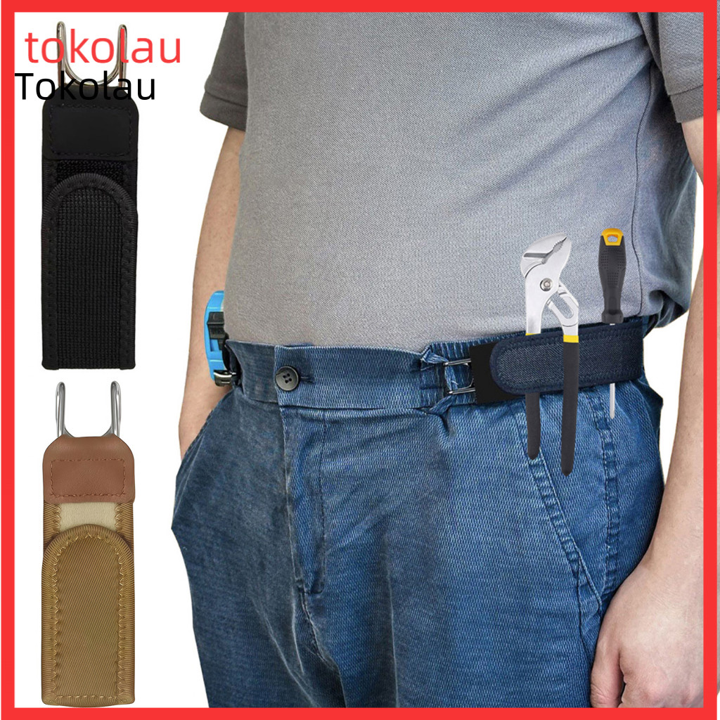 Flat Metal Hook Belt Stretch Buckleless Adjustable Elastic Waist with – Unisex No-buckle Design for Outdoor Work Edc C