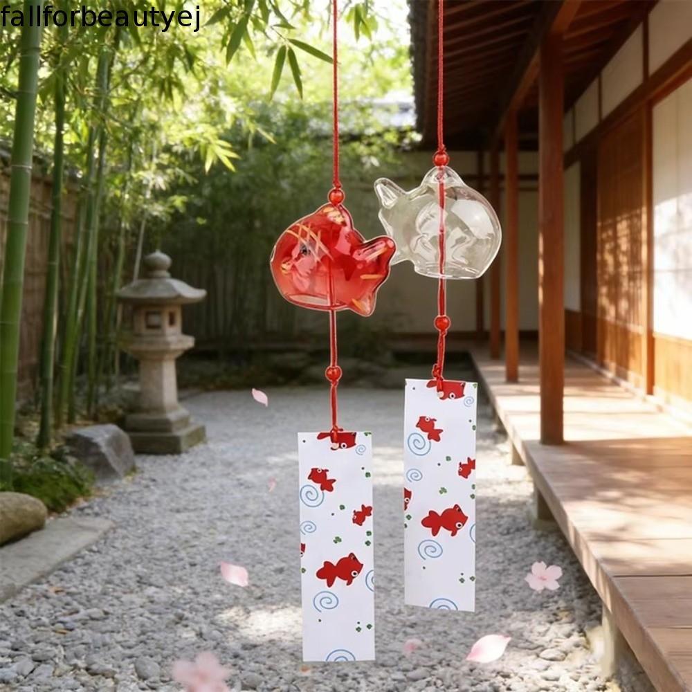 FALLFORBEAUTYEJ Carrilhão De Vento Dourado , De Peixe Transparente De Vidro Estilo Japonês ,