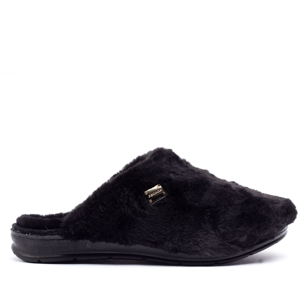 Pantufa Feminina Pegada Peluciada Inverno Conforto Preto