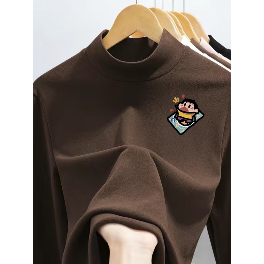 Camisa de veludo alemão meia gola alta masculina inverno veludo engrossado adolescentes estudantes soltos roupas interna
