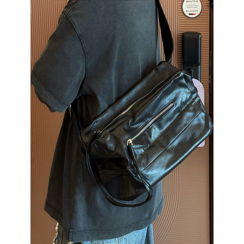 Nicho estilo Retro couro macio saco do mensageiro masculino ins All-Match Casual de um ombro Commuter saco versão corean