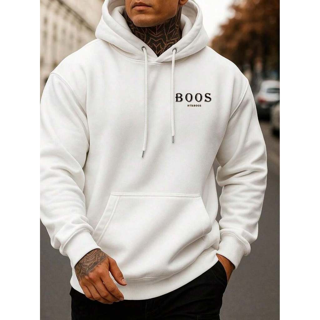 Moletom Canguru Caso de Frio Masculino Flanelado Quentinho Estiloso Moda Casual Estampado Inverno Frio Oferta Promoção