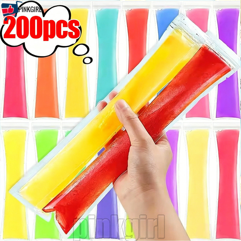 [Rdy Stk] Saco Descartável Para Picolé De Gelo 200-50 Unidades-Qualidade Alimentar Autovedante-Tubos Freezer De Sorvete-