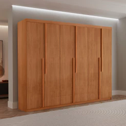 Guarda Roupa Casal Quioto MDF com 6 Portas 2 Gavetas Moderna Mobília