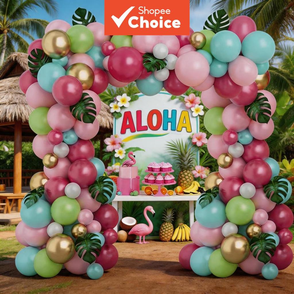 Conjunto De Guirlanda De Arco De Balão Com Tema Havaiano-148 Peças Decoração De Festa De Casamento De Aniversário Tropic