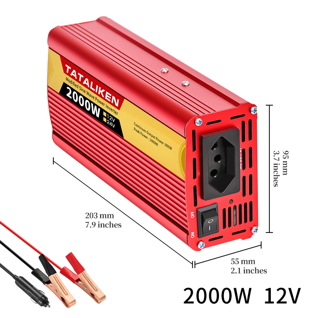Inversor De Onda Senoidal Corrigida De 12V Para 110V/220V 2000W Com Tomada Brasileira Para Carro.