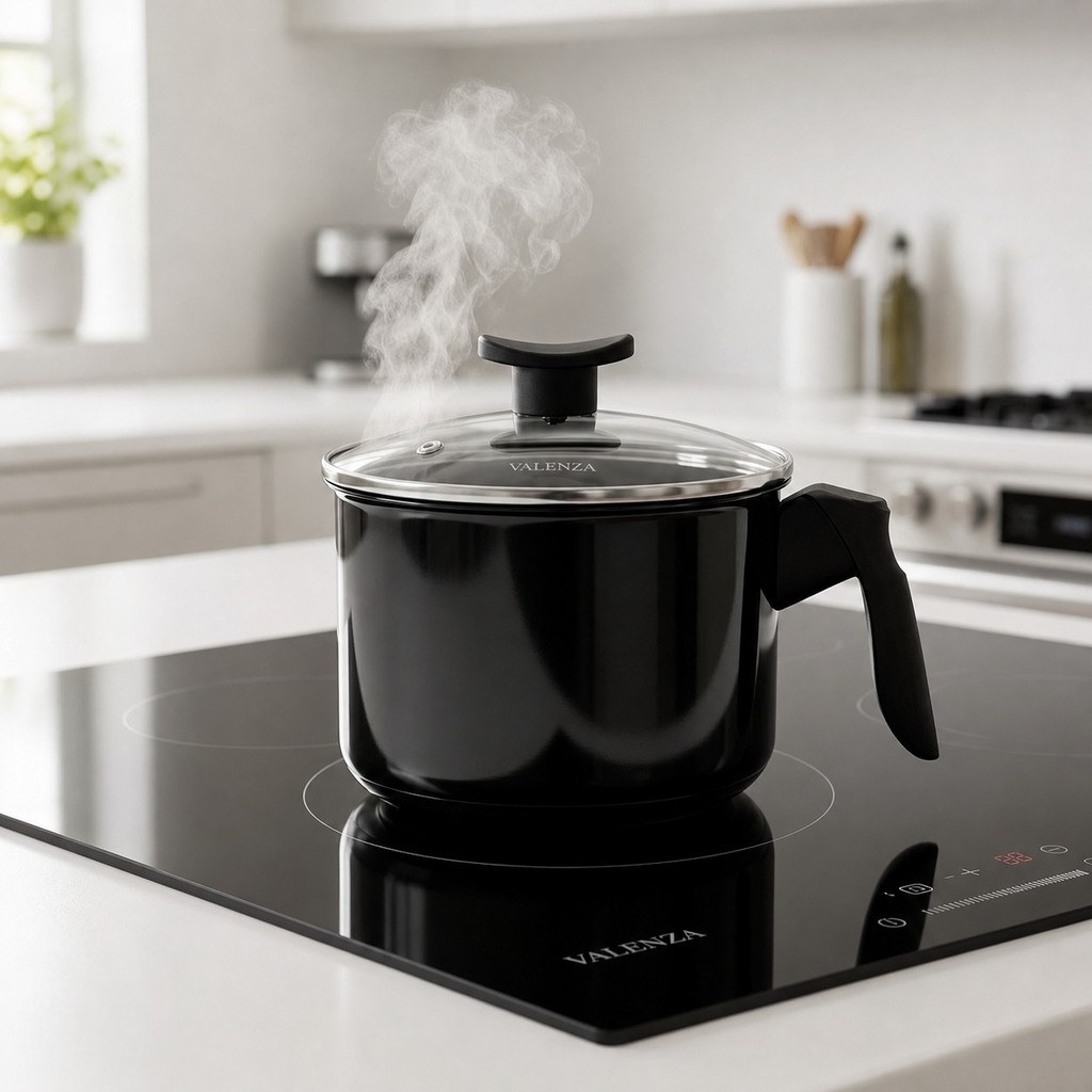 Leiteira Fogão De Indução Gás Com Tampa De Vidro Antiaderente 1,3L Caneca Chaleira Caneco Fervedor