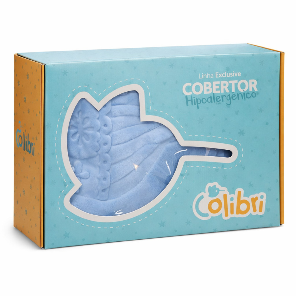 Cobertor Bebê Colibri | Relevo | Azul | 80 x 110 cm