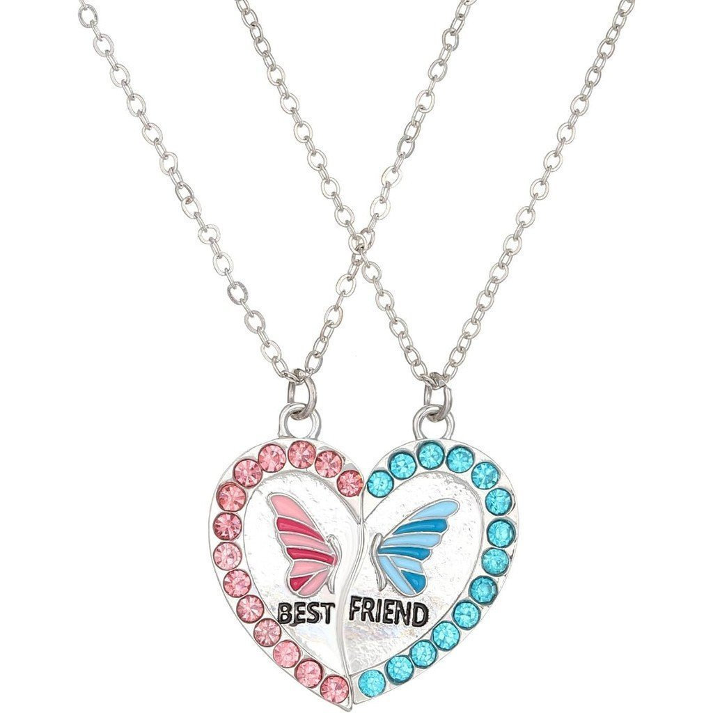 Colares combinando para melhores amigas, designs de coração arco-íris e margarida, colar de borboleta para o Dia dos Nam