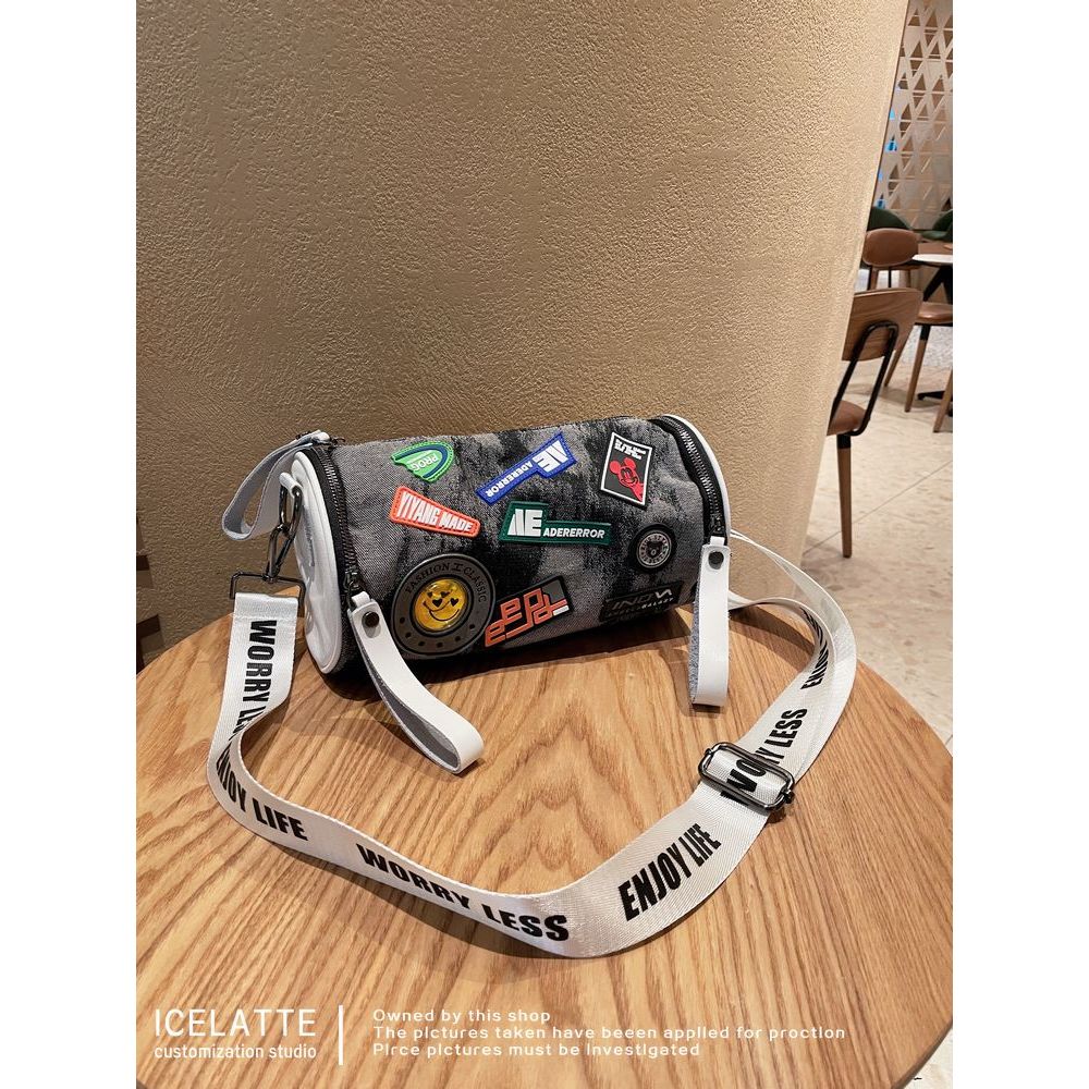Bolsa jeans feminina 2026 novo estilo moda feminina bolsa mensageiro Casual balde bolsa cilindro bolsa de cintura nicho