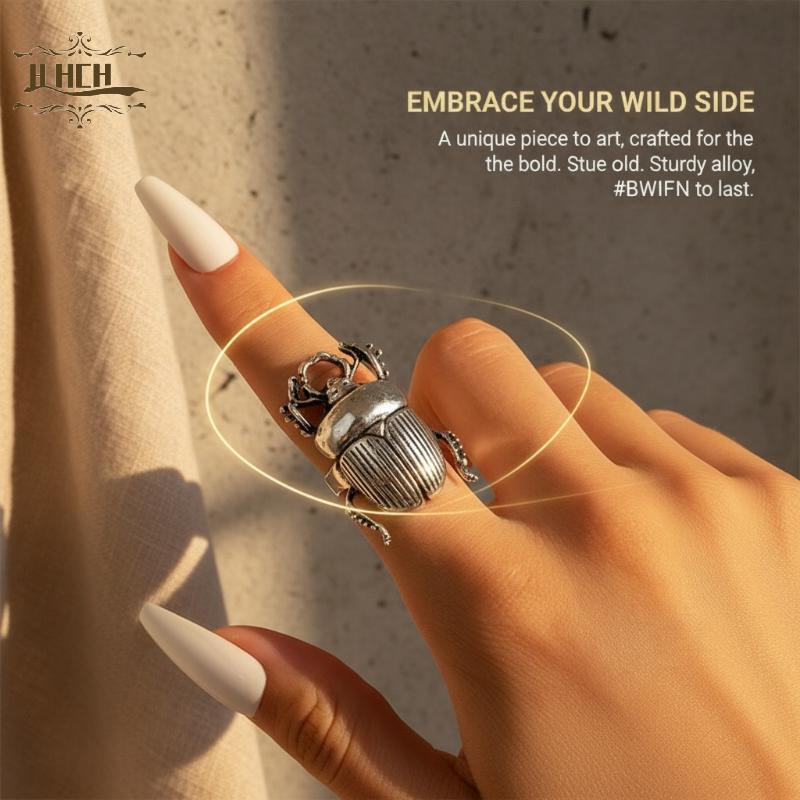 [H CHUOLICHUN] Anel De Inseto Para Mulheres Retrô Metal Cigarra Besouro Estilo Animal Ajustável Coleção De Joias Vintage