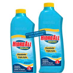 Kit 2 Clarificante Hidroall Hidrofloc 1L Floculante Decantador Tripla Ação Auxilia Filtração Piscina