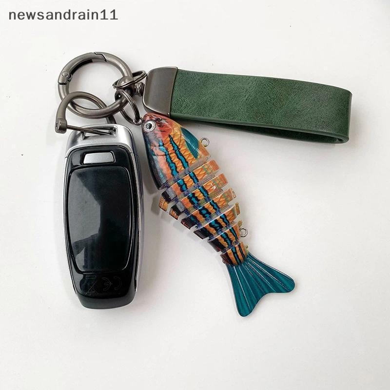 NN Simulação Acrílico Peixe Chaveiro Multi Articulado Realista 3D Isca De Pesca Acessório Para Carro Saco Uso Ao Ar Livr