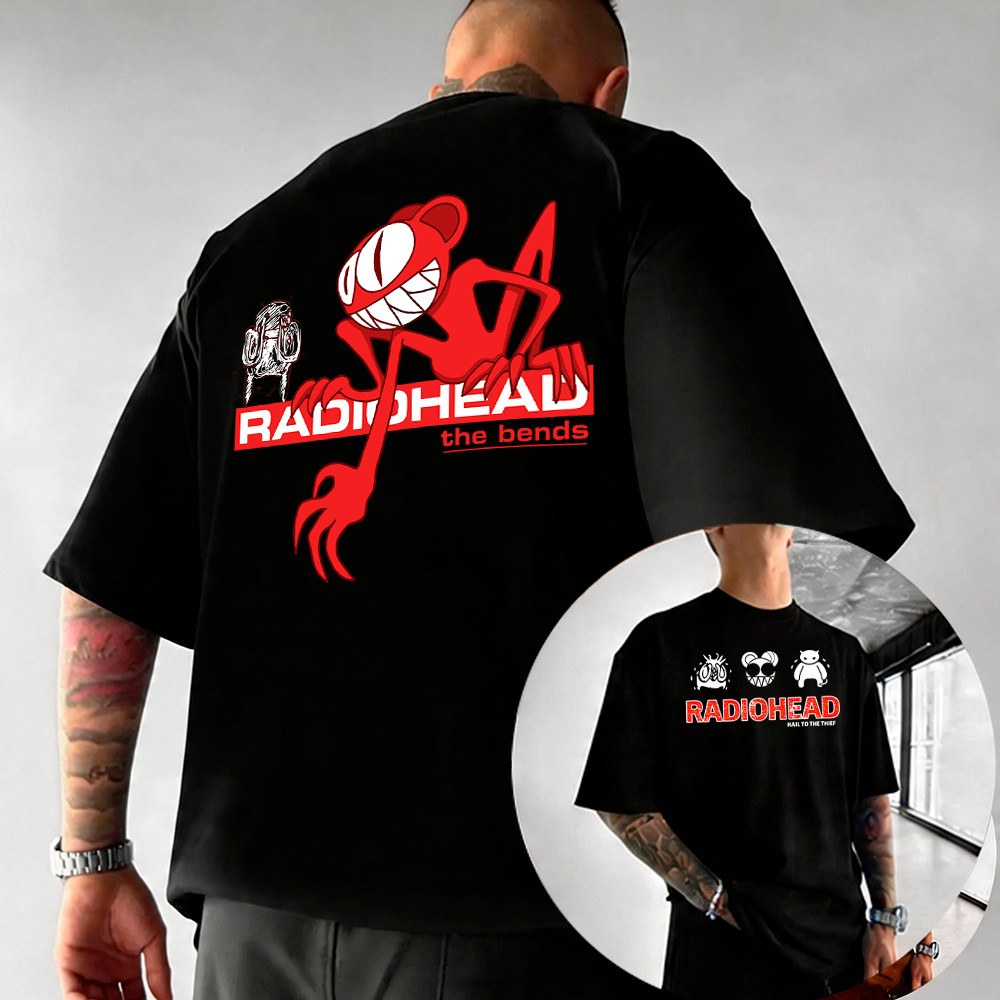 [Camiseta Premium em Algodão Puro]GXG Camiseta Basica e Radiohead The Bends Spin Hail To The Thief World Tour Unissex