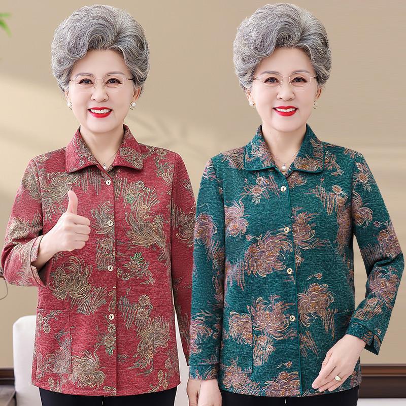 Avó roupas de primavera roupas femininas mãe roupas de manga comprida camisas avó roupas primavera outono camisas casaco