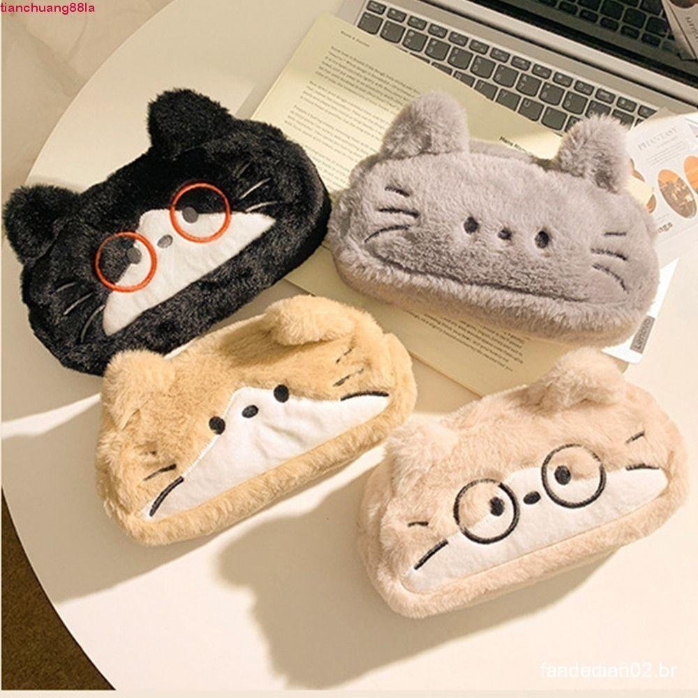 Estojo De Lápis De Desenho Animado TIANCHUANG , Estampado De Gato Kawaii Engraçado , Bolsa De Armazenamento De Papelaria