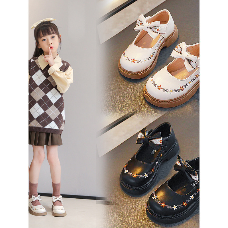 Meninas pequenos sapatos de couro crianças bonito princesa sapatos 2025 primavera outono novo estilo meninas bebê bordad