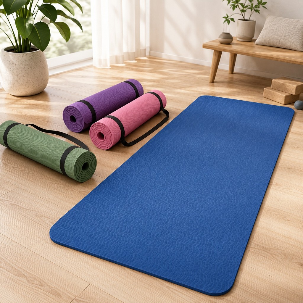 Tapete Yoga EVA 5mm Antiderrapante Com Alça Treino Pilates Alongamento Confortável Academia Casa Exercícios Solo Fitness