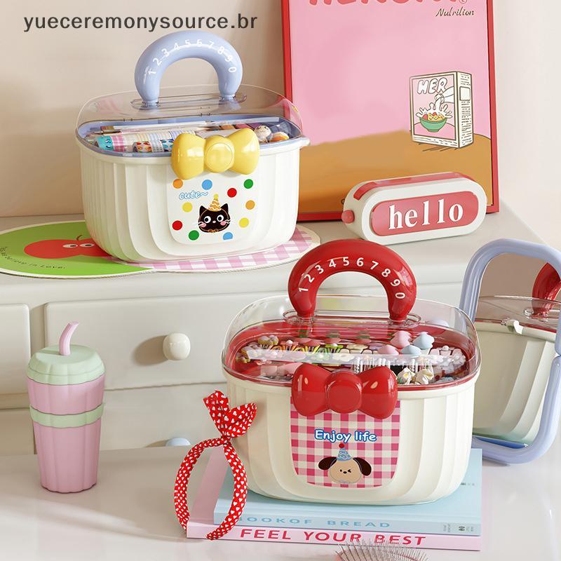 # yuece 1 Peça Caixa De Acessórios De Cabelo Infantil Dupla Camada Portátil Grampo Brinco Pulseira Nelace Armazenamento 