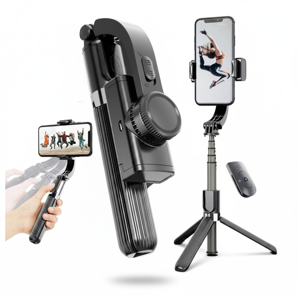 Estabilizador Celular Premium com Tripé Retrátil e Controle Bluetooth para Vlogs e Filmagens Pr