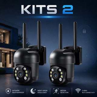 Kits 2 Câmera Segurança inteligente IP66 Wifi hd 1080p Yousee App Antena Dupla 