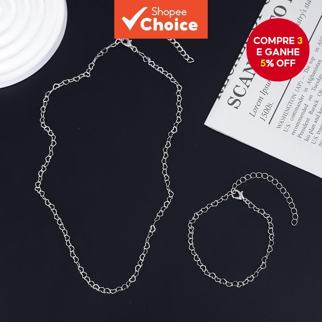 Conjunto De Joias De Pulseira De Colar De Coração Elegante Para Mulheres , Presente Românticas De Uso Diário