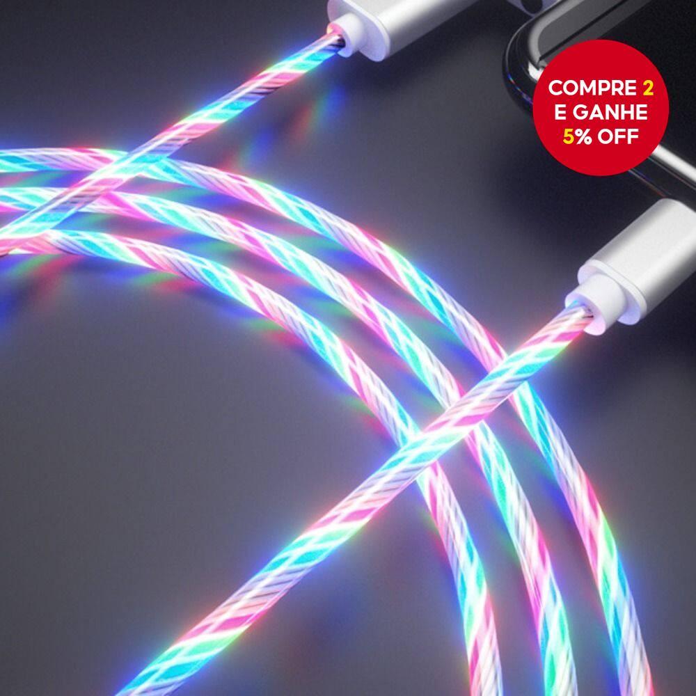 Cabo Usb de 1m 3a com Luz Led – Carregador com Luz Fluorescente para Micro Usb e Type-c, Cabo de Dados de Carregamento