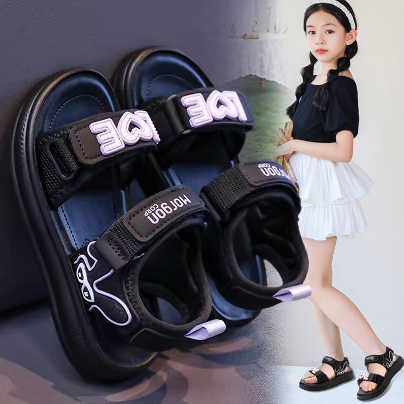Crianças sandálias 2026 novo estilo verão meninas moda antiderrapante sapatos de praia Casual sola macia sandálias espor