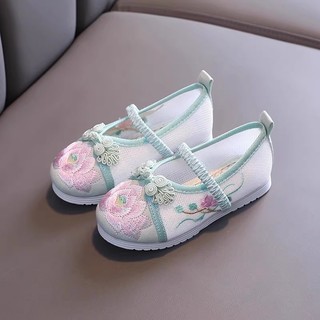 Verão crianças Hanfu sapatos bordados meninas sapatos de malha combinando saia cavalo sandálias étnicas confortáveis sap