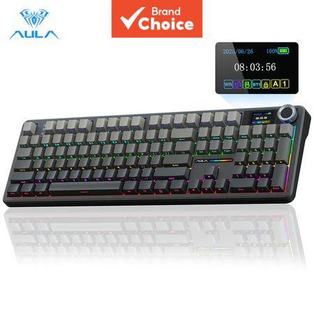 Teclado personalizado Aula F108 Pro, 3 modos, 104 teclas, intercambiável quente,