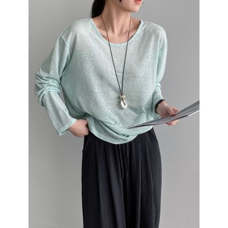Azul ligeiramente transparente Halter cinta camiseta feminina Lyocell Tencel fino protetor solar blusa 2026 Super quente