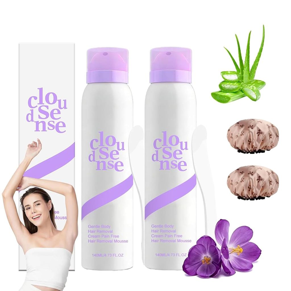 ParaDepilar, Spray Removedor de Pelos CloudSense, Remoção de Pelos Corporais, Remoção de Pelos Sem Dor para Peles Sensív